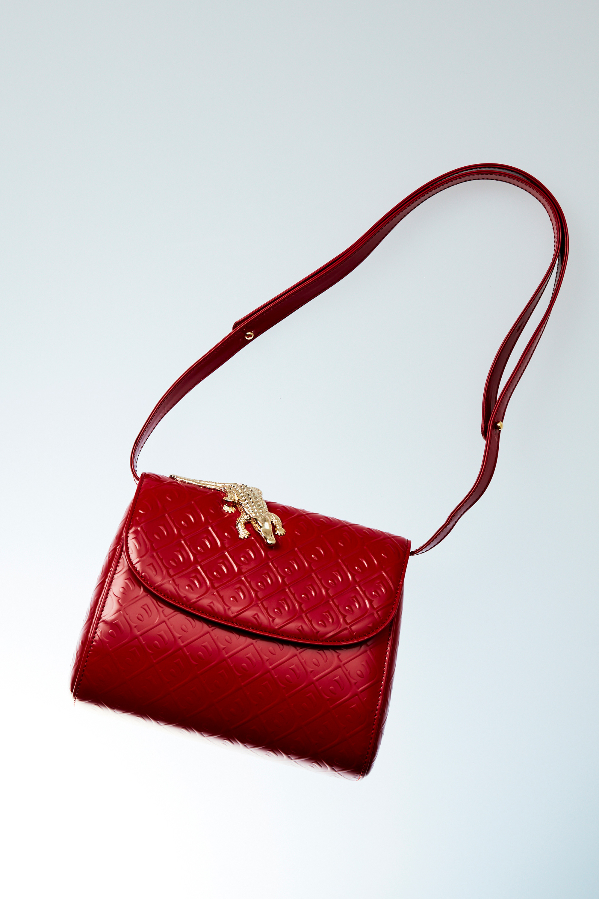 Metallic Crocodile Embossed Square Bag With Coin Purse for Women