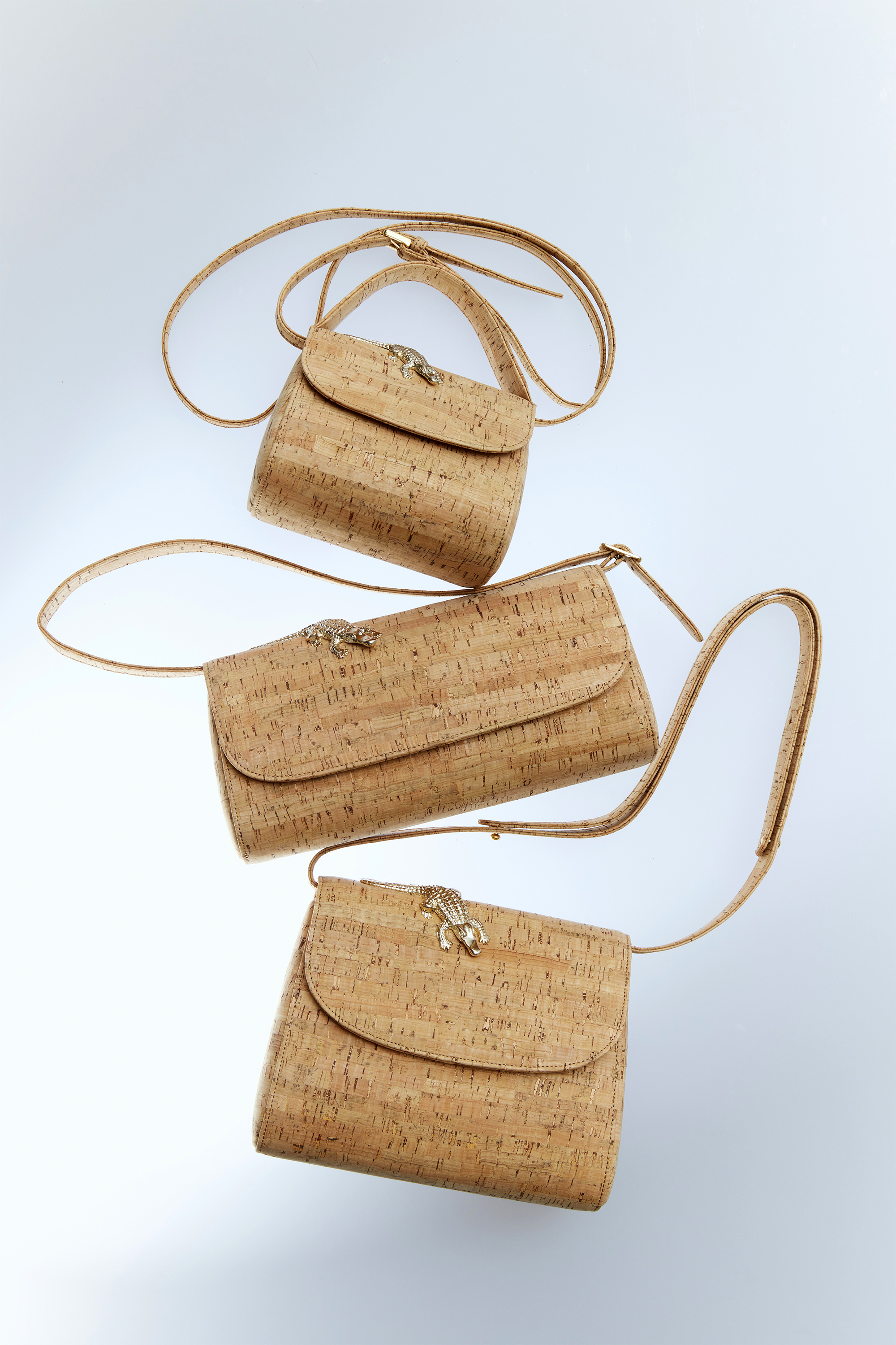 Golden Handmade Portuguese Cork Clutch Shoulder Bag Purse for
